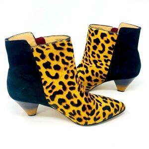 Naked Feet Argo Leopard Calf Hair Leather Boots Size 7.5